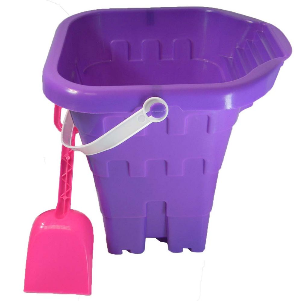 48 Pack of SAND CASTLE BUCKET 8 INCH WITH SHOVEL AND SPOUT ASTD COLORS