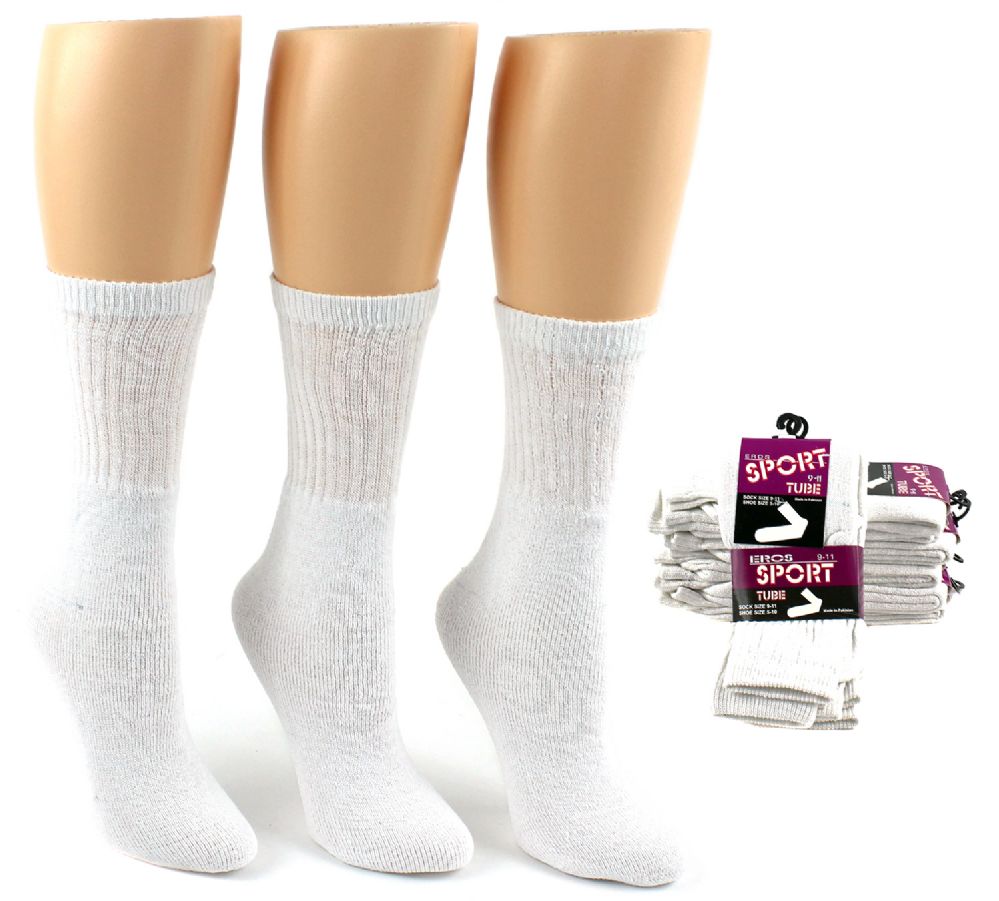 24 Pack of Women's Athletic Tube Socks White Size 911 Distributor